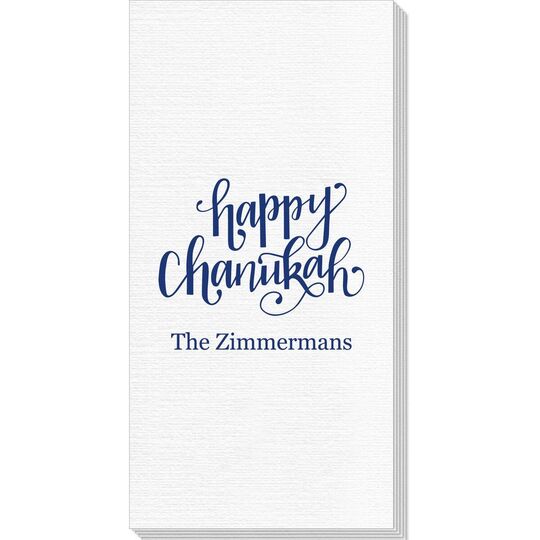 Hand Lettered Happy Chanukah Deville Guest Towels